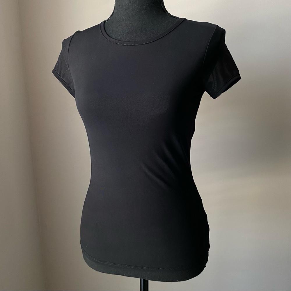 Women’s Mind Code large Made in USA Black short sleeve mesh top